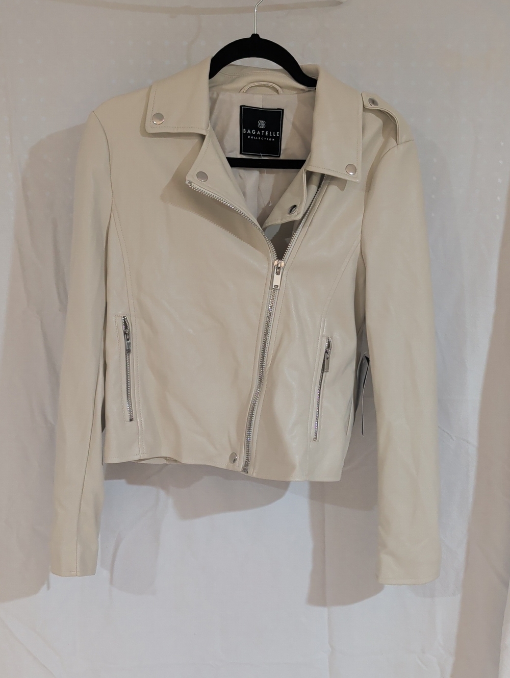 bagatelle Off-White Faux Leather Moto Jacket